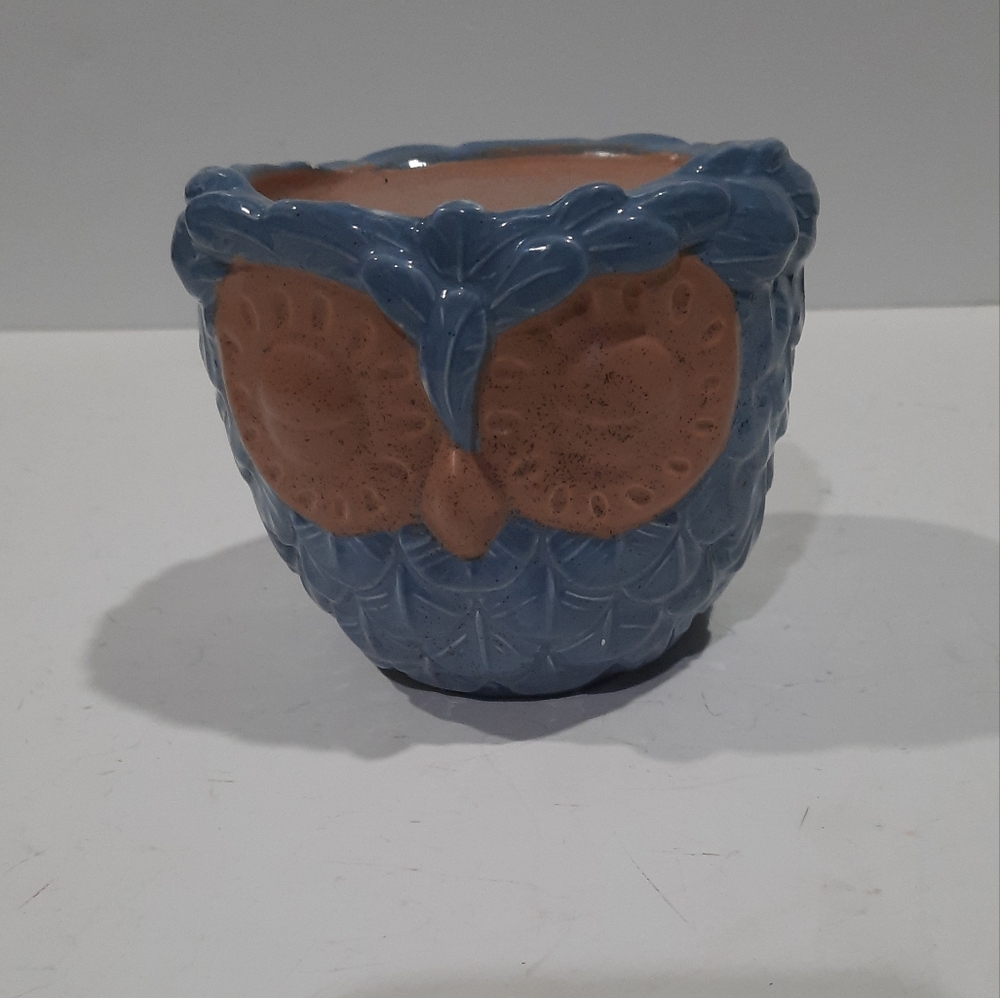 Blue and Brown Owl Candle Holder Decor